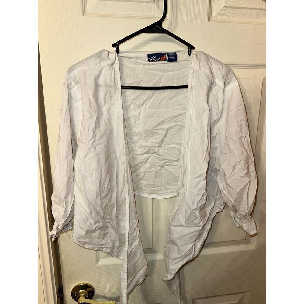 Phool Vintage Women's White Long Sleeve Halter Top Tied Front Size Large
